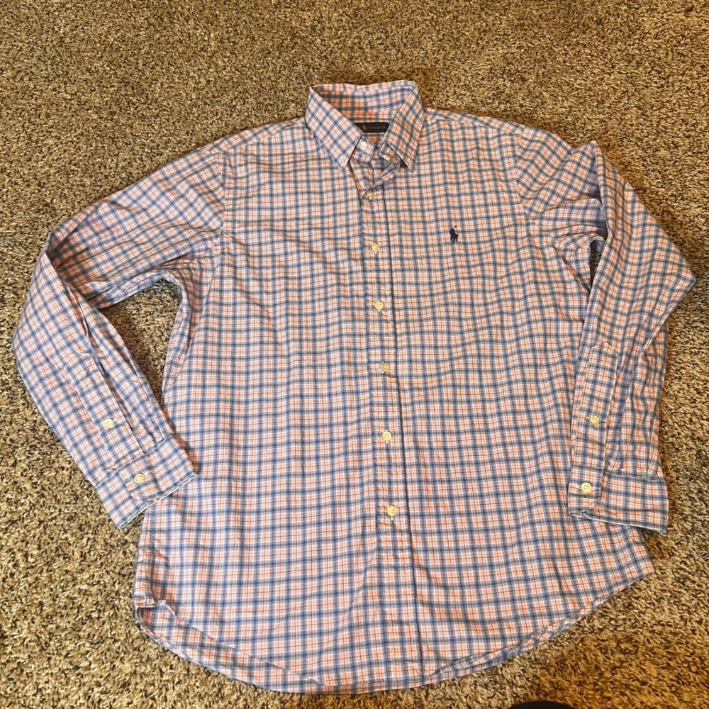 Ralph Lauren Plaid Button Down Shirt Long Sleeve Collared Mens Medium